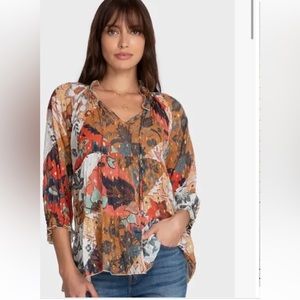 🌼 Johnny Was Claire Floral Tiered Blouse Tunic Top size L